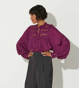 Cleobella: CLEOBELLA SABELLA BLOUSE - AUBERGINE