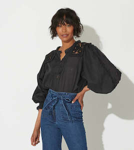 Cleobella: CLEOBELLA CLAUDIA BLOUSE- BLACK