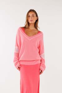 Crush Cashmere: CRUSH CASHMERE AMARA YVIE BIG V - ROSA/LILAC & IVORY