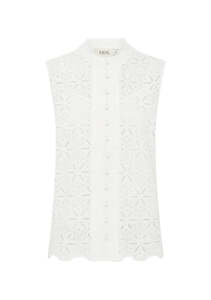 Mos The Label: MOS THE LABEL SARA LACE SLEEVELESS BLOUSE - IVORY