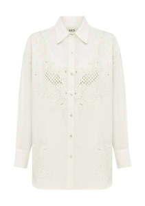 Mos The Label: MOS THE LABEL SARA LACE NORA SHIRT - IVORY