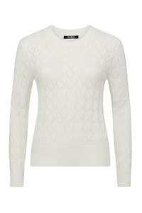 Cable: CABLE COTTON CASHMERE CREW JUMPER - WHITE