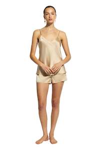 Ginia Silk Cami V Neck - Mink