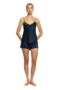 Lingerie: Ginia Silk Cami V Neck - Midnight Blue