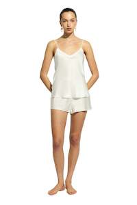 Ginia Silk Cami V Neck - Cream
