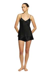 Ginia Silk Cami V Neck - Black