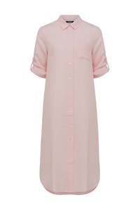 Cable: Cable Pure Linen Shirt Dress - Pink