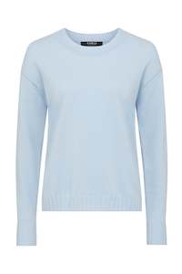 Cable Cashwool Crew Jumper - Blue