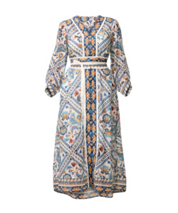 Once Was: Once Was Alexis Contrast Trim Silk Cotton Midi Dress - Petinos Floros