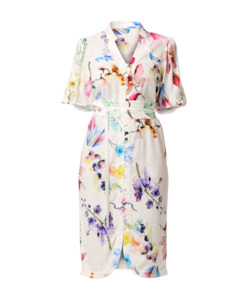 Once Was: Once Was Gaia Lace Trim Spliced Linen Viscose Dress  - Plume Blossom