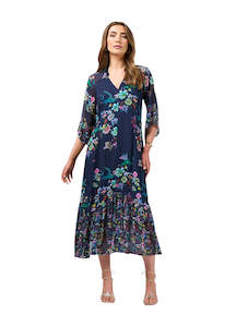 Loobies  Story La Bohème Midi Dress - Indigo Multi