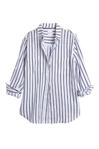 Hut The Boyfriend Linen Shirt - NavyWhite Stripe