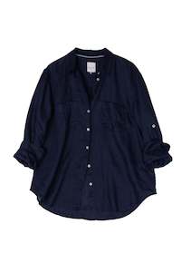 Hut Clothing: Hut The Boyfriend Linen Shirt - Forever Navy