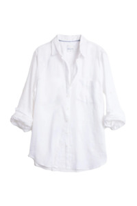 Hut The Boyfriend One Pocket Linen Shirt - White
