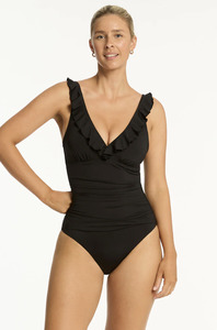 All: Sea Level Essentials Edit D/DD Cup Frill One Piece - Black
