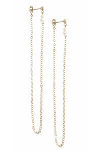 Misuzi - Amelia Long Chain And Mini Pearl Earring - Gold