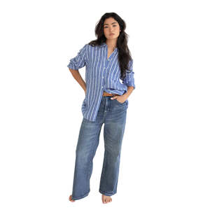 Hut Clothing: Hut The Boyfriend Shirt - Marine Stripe