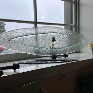 Glass Wakas: Large Clear Dished Waka Platter