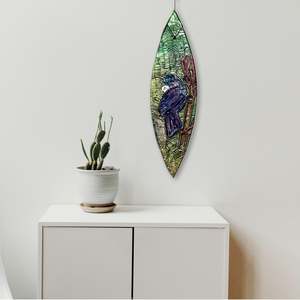 Glass Wakas: Large Waka Tui - Handpainted