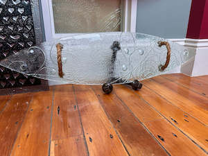 Glass Wakas: Large Clear Waka Platter - Rope Handles