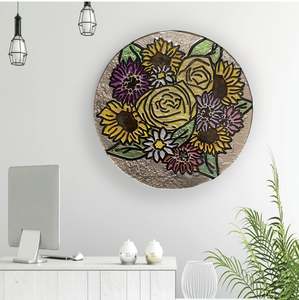 Circular Disc Art: Floral Bouquets - made to order