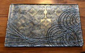 All Glass Platters: Large Rope Handle Platter - Anaglypta