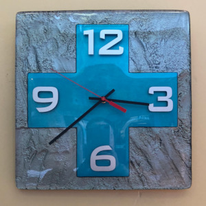 Clocks: Cross Clock - Blue/Grey