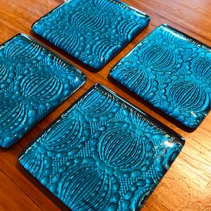 Coasters 1: Turquoise Bubble Coasters - Set of 4