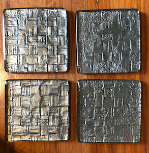 Coasters 1: Gunmetal Flax Coasters - Set of 4