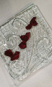 Copper Art And Platters: Copper Fly Away Fantail & Koru - Small Square
