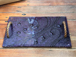 All Glass Platters: Night Sky Rope Handle Tray