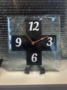 Black Cross Clock - Clear Back