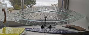 Glass Wakas: Clear Dished Waka Landscape Platter