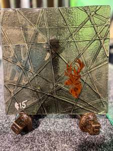 Grey Tint 200sq Platter with Copper Stag Head