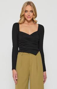 Asymmetrical Hem Top with Ruched Details