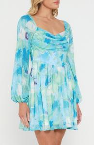 Winnie Co: Floral Cowl Neck Corset Dress