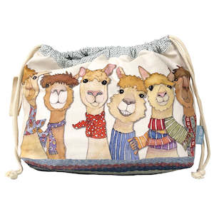 Frontpage: Happy Alpacas Drawstring Project Bag