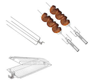 Products: 2 x Premium Rotisseries + 1 x Rotisserie Basket + 1 x 4 Prong Unit - Please read description!!