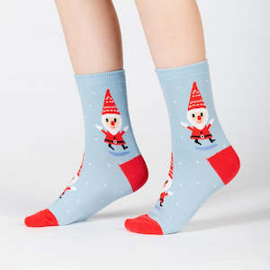 Kids: Santa Gnome - Junior Crew Socks Ages 7-10 - Sock It To Me