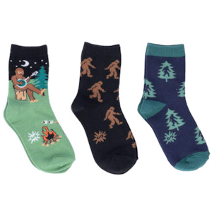 Kids: Sasquatch Campout Kids Crew Socks Pack of 3 - Sock It To Me