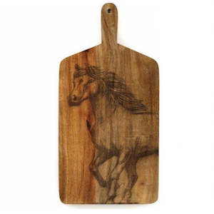 Espial Home: Etched 50cm Mango Wood Horse Chopping Board