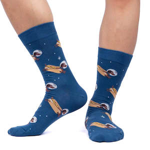 Weiner Dogs In Space! Glow In The Dark - Men's Crew Socks - Sock It To Me
