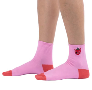 Strawberry Cat  - Quarter Crew Socks - Sock It To Me