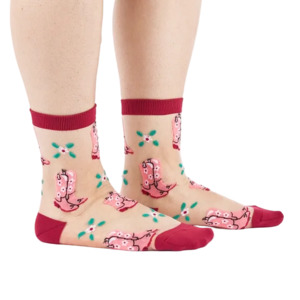 Sock It To Me 1: These Boots Were Made for Walking - Women's Sheer Crew Socks - Sock It To Me