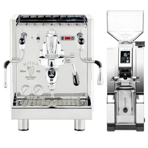 Products: Bezzera Mitica e61 PID 2L Espresso Coffee Machine - V2 - Eureka Mignon Libra 55mm Flat Burr Coffee Grinder - CHROME - Package