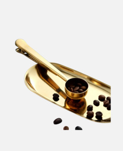 Accessories: Golden Stainless Steel Coffee Spoon & Sealing Clip