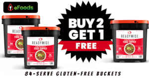 Products: 84-Serve Buckets — WEEKLY DEAL — 2, GET 1 FREE Essential Foods