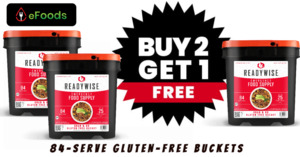 Products: 84-Serve Buckets — WEEKLY DEAL — 2, GET 1 FREE Essential Foods