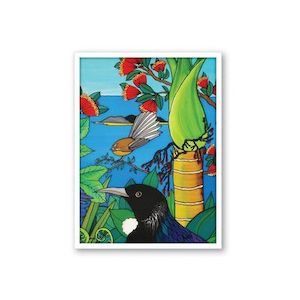Framed Canvas Print- Tui and Fantail