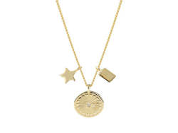 Necklaces: Gold Plated Sterling Silver Star Disk Necklace